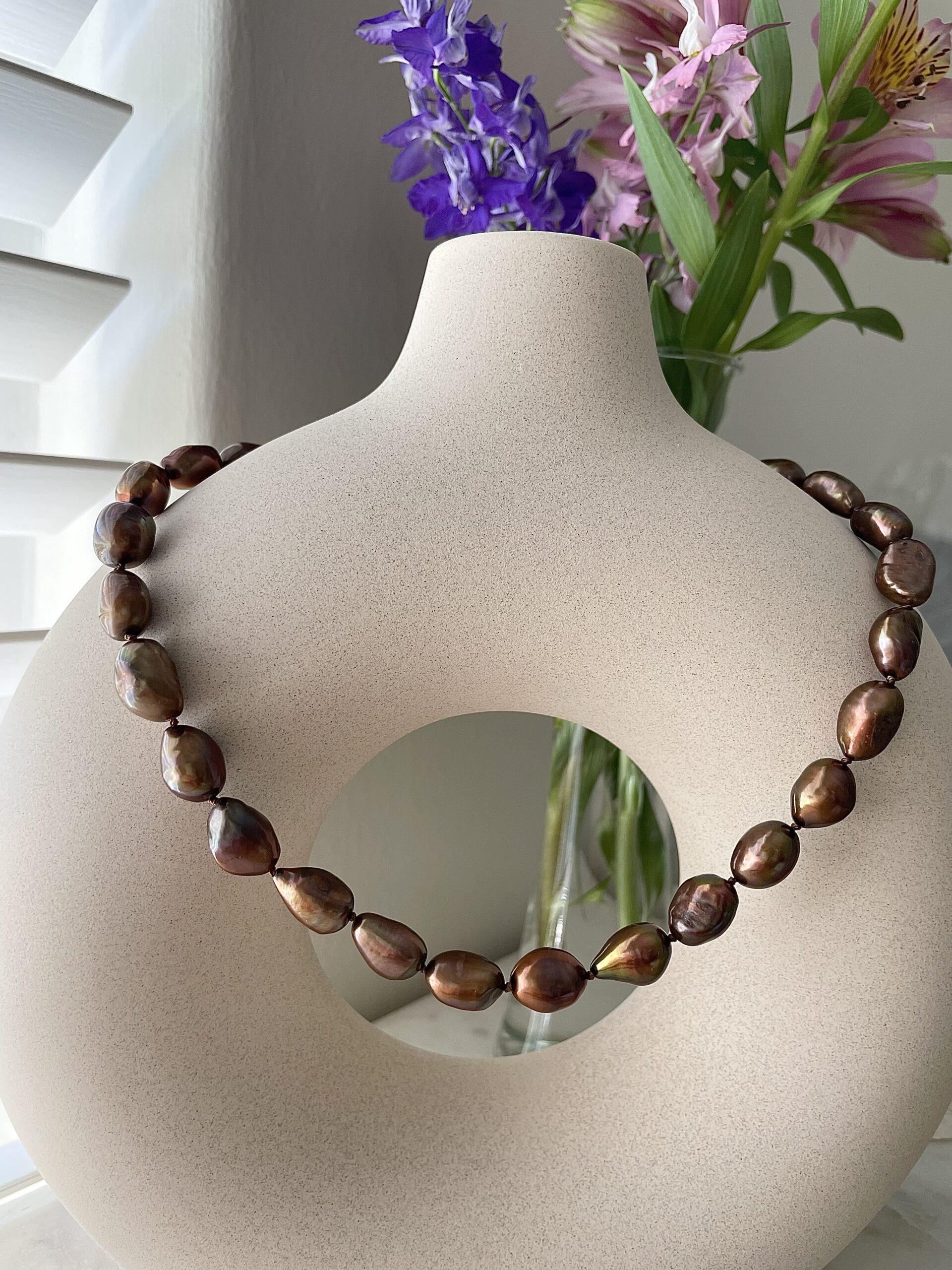 Chocolate Baroque pearl necklace