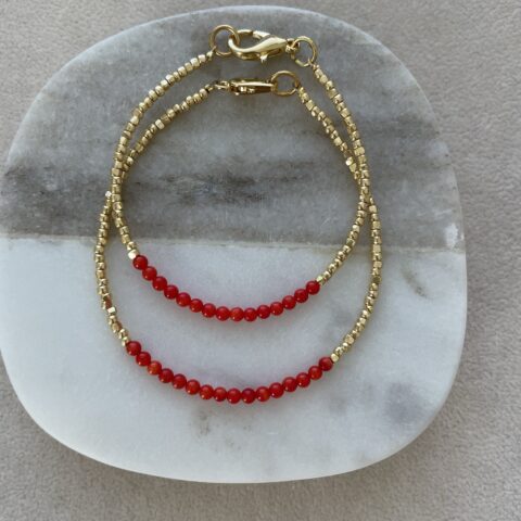 Sea bamboo bracelet with gold Miyuki beads