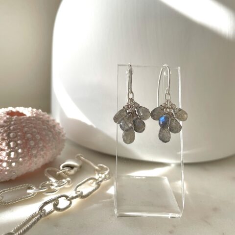 Labradorite cluster earring