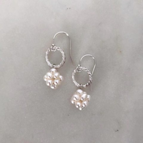 Hoop with pearl cluster