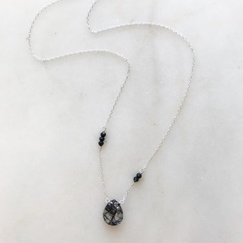 Black Rutile quartz & spinel necklace